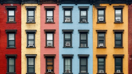 Obraz premium Colorful row houses in New York City. Architecture and design concept.