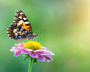 Obraz premium A close-up of a butterfly perched on a vibrant spring flower, sprint flower