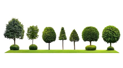 Ornamental Trees in a Row: A Lush Green Landscape Image AI Generated