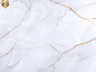 Fototapeta premium Elegant white marble texture with golden veins, suitable for backgrounds or designs