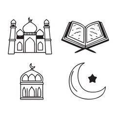 Ramadan Icon Set Collection  Line Art Design