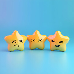 Symbols of Emotion Displayed through Cartoon Stars in Vibrant Colors on a Blue Background