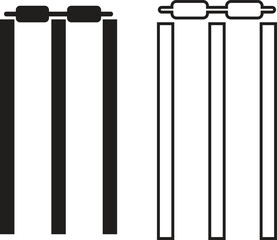 Set of cricket wicket icons in trendy flat and line styles. Cricket related art vectors illustration collection. Sports sign for mobile app and web design pictogram isolated on transparent background. © M