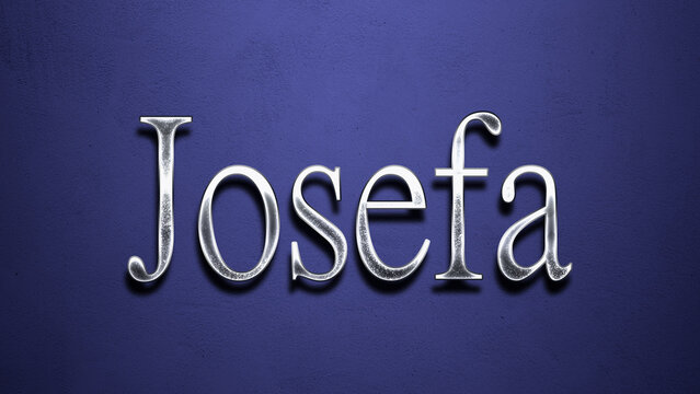 3D Chrome name design of Spanish name Josefa on blue Background.