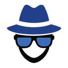 Fedora Hat and Sunglasses Cybersecurity Hacker Anonymity Data Privacy Vector Illustration