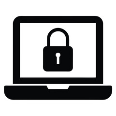 Laptop with Lock Symbol for Device Security Cybersecurity Data Privacy and Software Tools