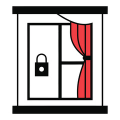 Privacy Curtain Icon for Cybersecurity Data Privacy Encryption and Protection