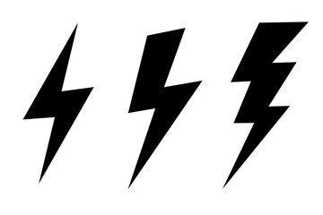 thunderbolt and lightning icons set. silhouette vector isolated on white background. simple and modern design.
