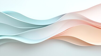 Obraz premium Abstract soft pastel color paper waves, modern flowing design for creative backgrounds.