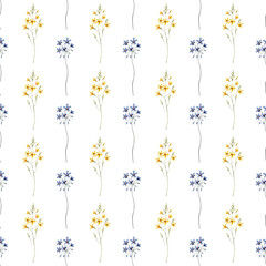 Seamless background, floral pattern with watercolor flowers. Repeat fabric wallpaper print texture. Perfectly for wrapped paper, backdrop.
