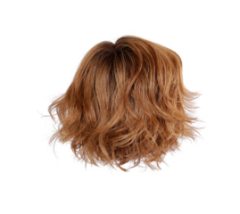 long brown hair wig on transparent