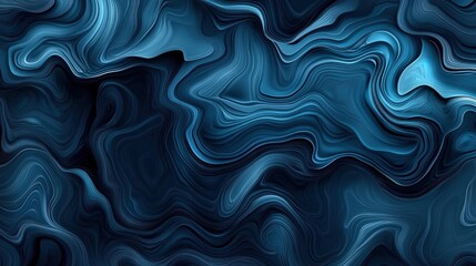 Obraz premium Abstract Blue Swirl Pattern with Fluid Waves and Soft Shadows in a Dark Background