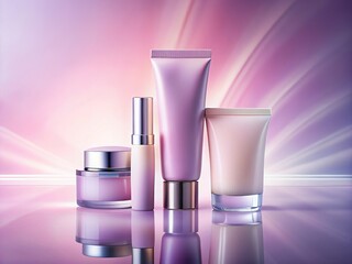 Minimalist Cosmetic Packaging Design: Soft Pink & Lavender Gradient Background