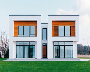 Twin villas with expansive floortoceiling glass walls, Real Estate  Twin House, lightfilled modern homes