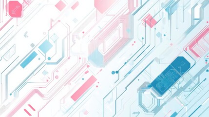 Abstract Circuit Board Background with Soft Colors and Geometric Shapes