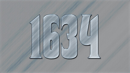 3D Glass effect number design of 1634, glassy background.