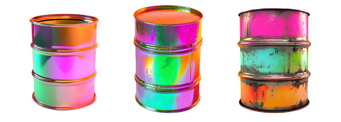 Colorful Metallic Barrels with Iridescent and Weathered Finishes