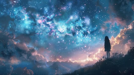 Fototapeta premium Surreal Landscape of the Cosmos: A Journey Through Imagination and Wonder in the Stars