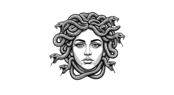 Medusa Portrait with Snakes Graphic Design