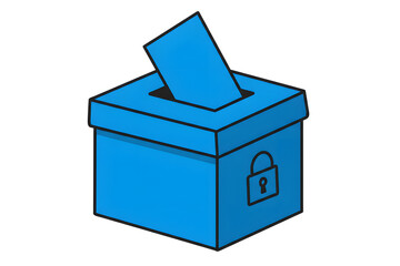 Blue Voting Box with Ballot Illustration