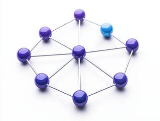 Colorful molecular structure with purple and blue spheres on a white background
