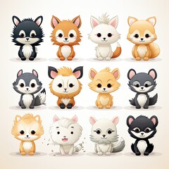 Fototapeta premium Comprehensive Collection of Cute Furry Sprites