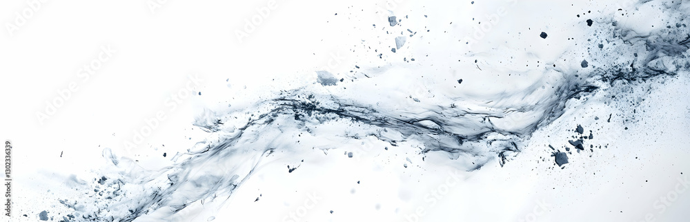 Poster abstract water flow painting with splashes, a dynamic composition with fluid forms and subtle textur
