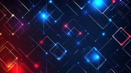 Obraz premium Abstract Geometric Background with Colorful Lights and Dynamic Lines in Dark Space
