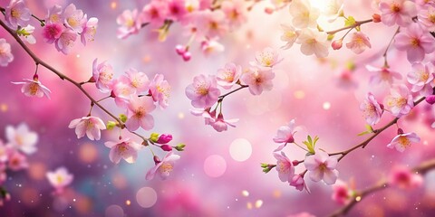 Fototapeta premium Animated Sakura Cherry Blossom Fall, Pastel Pink Abstract Floral Motion Background, Springtime Design