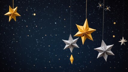  elegant paper stars hanging in a starry night sky