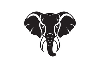 elephant head silhouette on white background