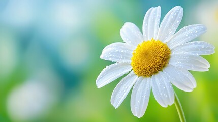 Obraz premium A macro shot of dewdrops on fresh spring flower petals, sprint flower