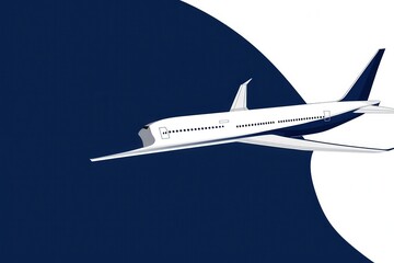 Fototapeta premium Abstract illustration of a modern airplane flying through geometric shapes and colors