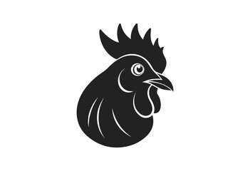 Hen head silhouette on white background