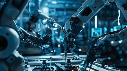 Robotic Arm Interacting with Touchscreen Interface in High-Tech Laboratory