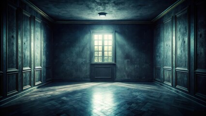 Dark mysterious room with high contrast colors, foreboding, mysterious,  foreboding, mysterious, shadows, dark decor