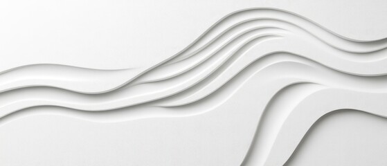 Obraz premium Abstract White Layered Waves Texture - Modern Minimalist 3D Design Background