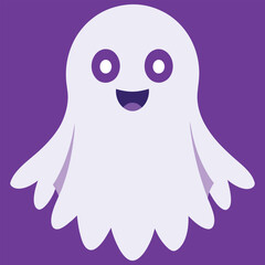 Obraz premium Boo, scary ghost flat vector illustration for Halloween, cartoon character for holiday. 