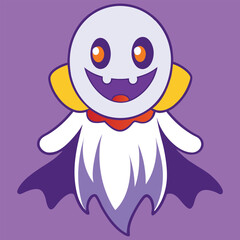 Fototapeta premium Boo, scary ghost flat vector illustration for Halloween, cartoon character for holiday. 