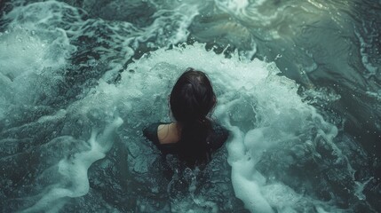 Fototapeta premium A Serene Moment of Reflection in a Tranquil Body of Water Surrounded by Gentle Waves and Soft Ripples