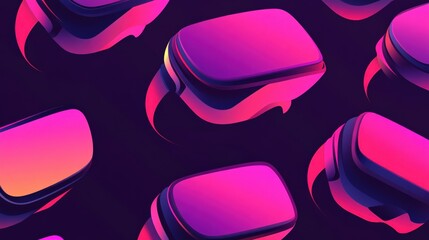Abstract Pattern of Colorful Virtual Reality Headsets on Dark Background