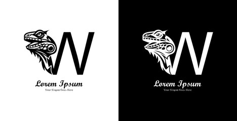 iguana head logo design combined with the letter W