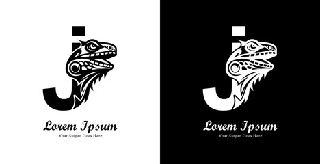 iguana head logo design combined with the letter j