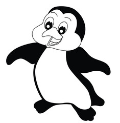 Cute cartoon hand drawn vector Penguin icon silhouette.