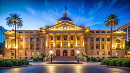 Fototapeta premium Arizona State Capitol Building Night Panoramic Close-Up Phoenix