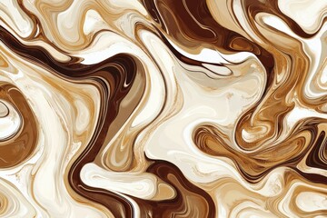 Abstract Swirls of Brown and Cream Colors in Fluid Pattern for Artistic Background