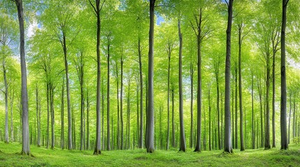 Fototapeta premium Panoramic View Of Lush Green Forest