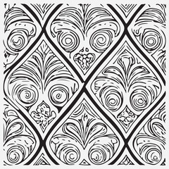 Seamless floral pattern with one line flowers. Vector hand drawn illustration.

