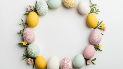 Pastel Easter Eggs Circle Spring Floral Decoration