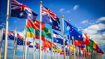 Australia & Oceania Flags: High-Resolution Stock Photo of National Flags with Sharp Focus